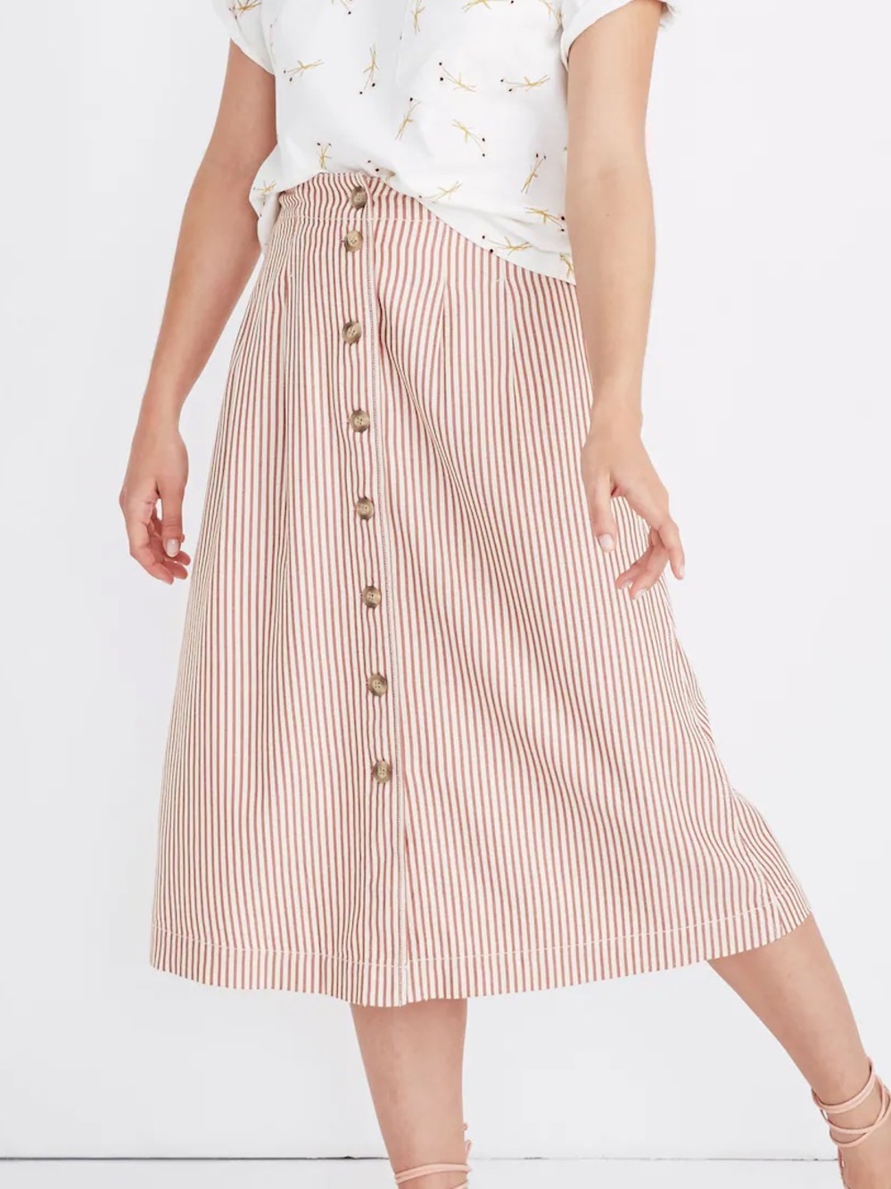 Madewell Button-Front Midi Skirt Size 6 Like New - Picture 5 of 7